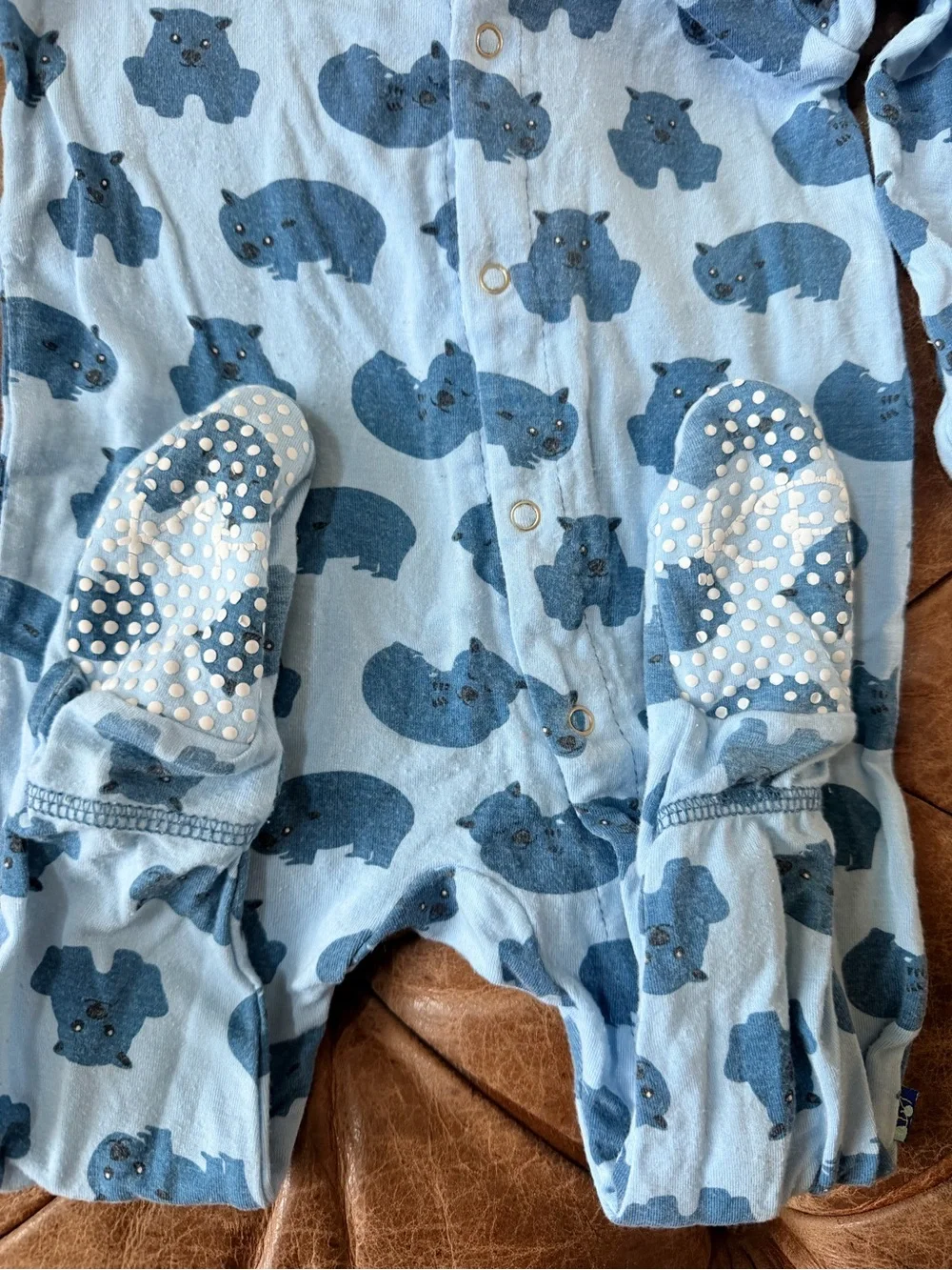 Kickee Pants Blue Wombat Bamboo Footie Pajamas 6-9 Months Snap Sleeper